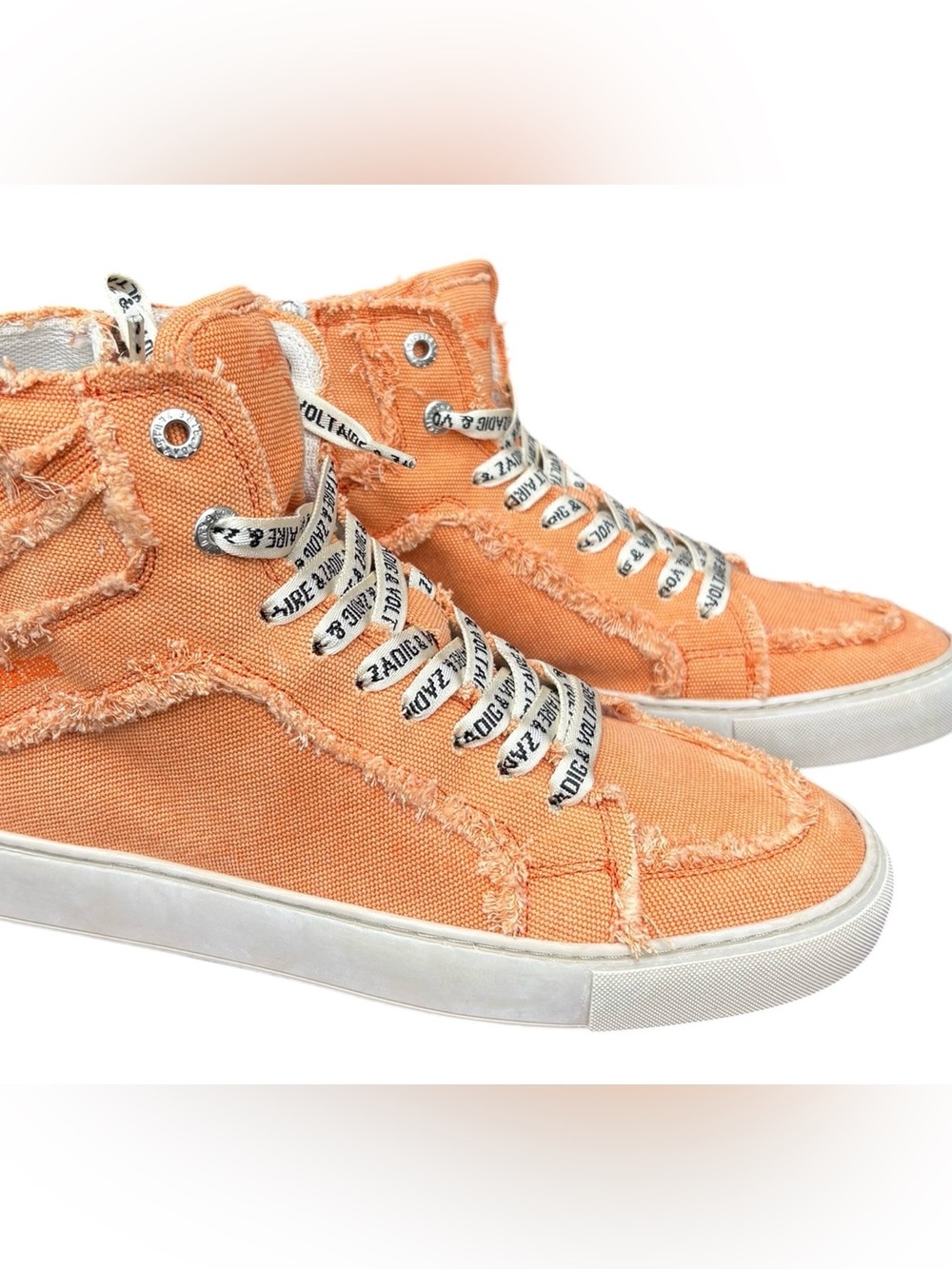 Zadig & Voltaire Joy High Flash Orange Canvas High Top Sneakers EU41/US10 NIB